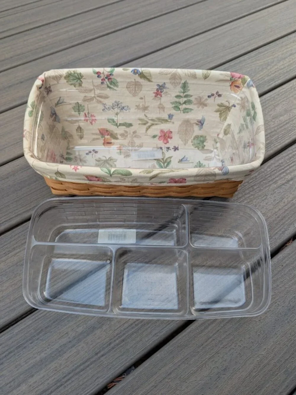 Longaberger 2003 Vanity Basket w/ 2 Plastic Protectors & Botanical Fields Liner
